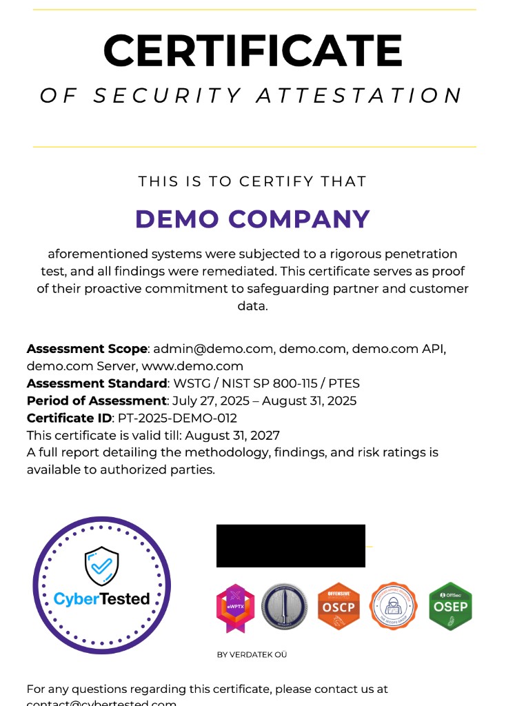 Certificate preview