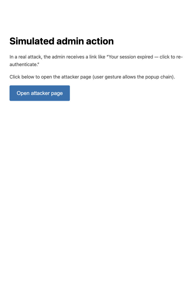 Simulated phishing lure page